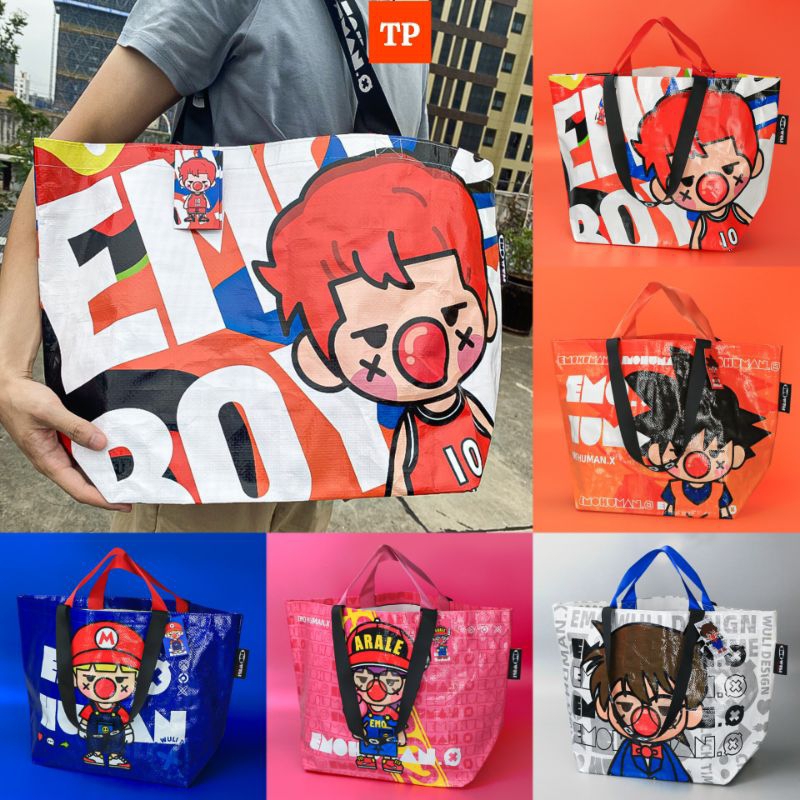 ‼️ร้านไทยพร้อมส่ง‼️ Shopping Bag/Woven Bag ถุงช้อปปิ้งกันน้ำ สะพายไหล่และถือ กระเป๋าช้อปปิ้ง กระเป๋า