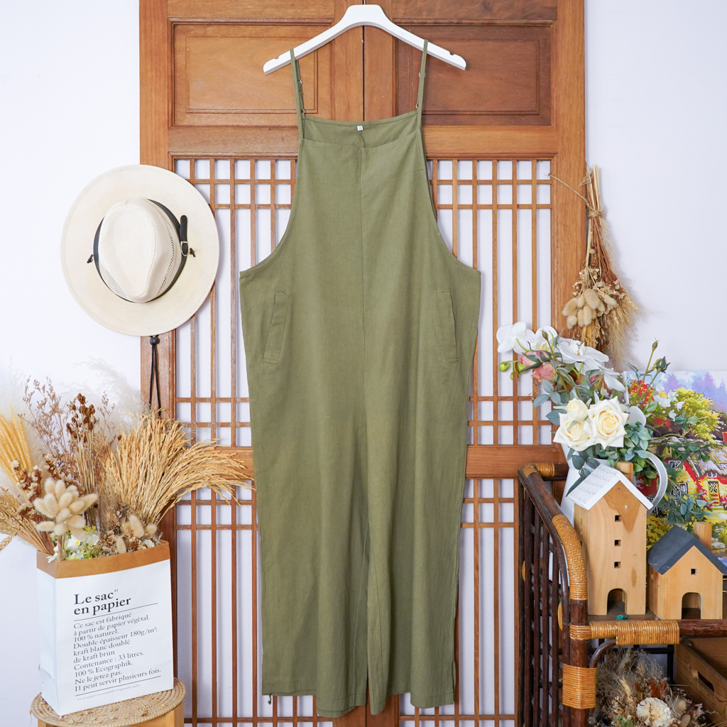 JULY27 - เอี๊ยมหมี กางเกงขากว้าง ผ้าคอตตอนมีกระเป๋า 2 ข้าง