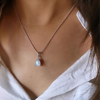 จี้หยดน้ำ​ Moonstone​~Labradolite​มูนสโตน ลาบราโดไรต์ พลอยเหลือบรุ้งสวยมาก ตัวเรือนเงินแท้ 925