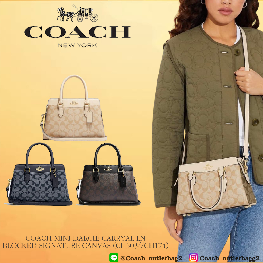 COACH MINI DARCIE CARRYALL IN BLOCKED SIGNATURE CANVAS (CH503//CH174)