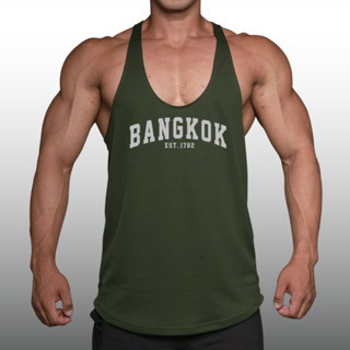 BANGKOK เสื้อกล้ามเพาะกายทรงคลาสสิค Bodybuilding Dry Fit Gym Tank Top