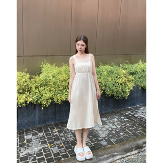 Pinko Dress เดรสยาวสายเดี่ยวผ้าฝ้าย สม็อคหลัง
