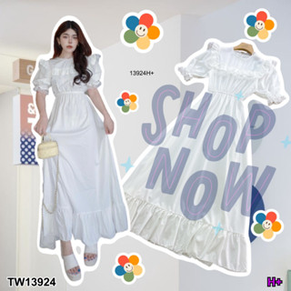 TwinsShopVip💗พร้อมส่ง TW13924 แม็กซี่เดรสอกแต่งลูกไม้ lace-up maxi dresslace-up maxi dresslace-up maxi dressla