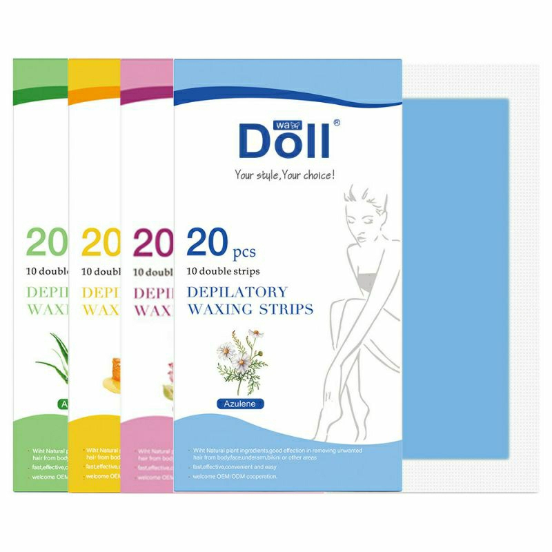 DOLL WAX DEPILATORY WAXING STRIPS 20PCS. แผ่นแวกซ์ขน Doll Wax 20 แผ่น
