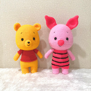 ตุ๊กตา ตุ๊กตาถักไหมพรม หมีพูห์ &amp; พิกเล็ท(Pooh &amp; Piglet)