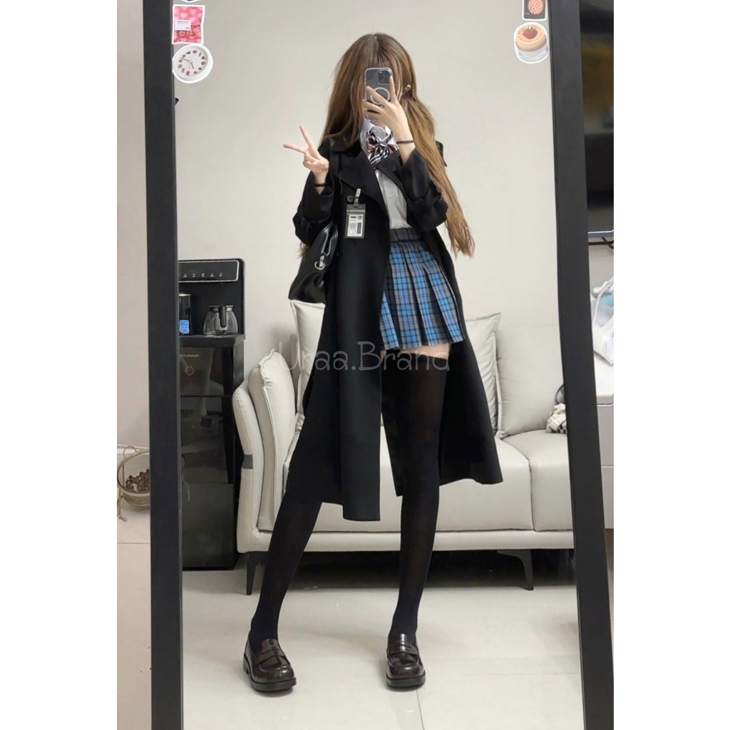 2 สี / XS-XL (พร้อมส่ง) เสื้อโค้ท เทรนช์โค้ท พร้อมเข็มขัด Miniminy Trench Coat