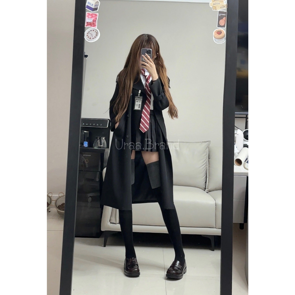2 สี / XS-XL (พร้อมส่ง) เสื้อโค้ท เทรนช์โค้ท พร้อมเข็มขัด Miniminy Trench Coat