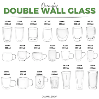 2/19 รวมแก้วน้ำสองชั้น แก้วใส ใส่ได้ทั้งน้ำร้อน/เย็น มีหลากหลายแบบ 80-400ml Double Wall Glass สวยงาม ทนทาน
