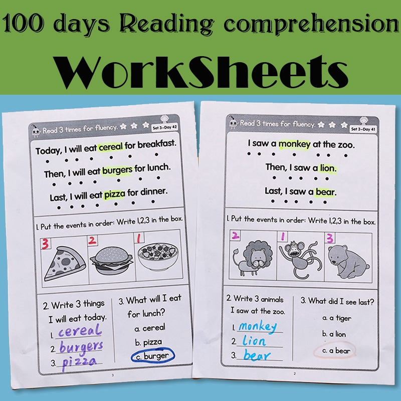 แบบฝึกหัด Worksheet 100 Days Reading Comprehension Worksheets หัดอ่าน 100 วัน