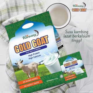 นมแพะรสจืดเกรดพรีเมี่ยม 100%Brand: Harwany
Product: Gold Goat Susu Tepung Kambing
18 sachet x 21gm
HALAL JAKIM