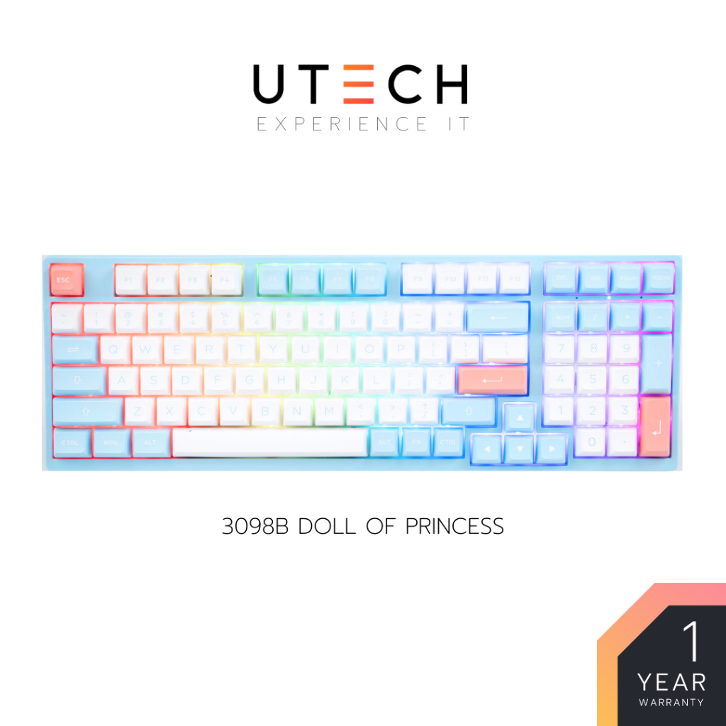 คีย์บอร์ด Akko 3098B Doll of Princess RGB Hotswap 98% Wireless 2.4G Bluetooth รองรับ Mac Mechanical Keyboard by UTECH