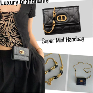 ดิออร์ Dior/MISS CARO กระเป๋าถือ Super Mini/กระเป๋าสุภาพสตรี/กระเป๋า Messenger/กระเป๋าสะพาย/กระเป๋าสตางค์ขนาดเล็ก