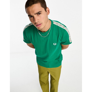 Fred Perry Contrast Taped Ringer T-Shirt in Green