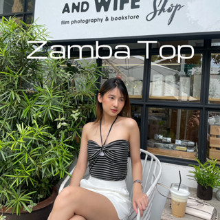 Renna | Zamba top🪨🌚 เสื้อครอปเกาะอกผูกคอ ผ้าบิดเกลียว🍪 (พร้อมส่ง🖤)