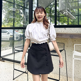 [พร้อมส่ง] Gummy skirt กระโปรงทรงเอกระดุมข้าง