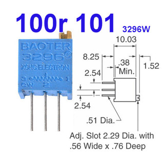 (2ชิ้น)VR เกือกม้า 100 ohm (101) 3296W Trimpot Variable Resistor (Trimmer Potentiometer)