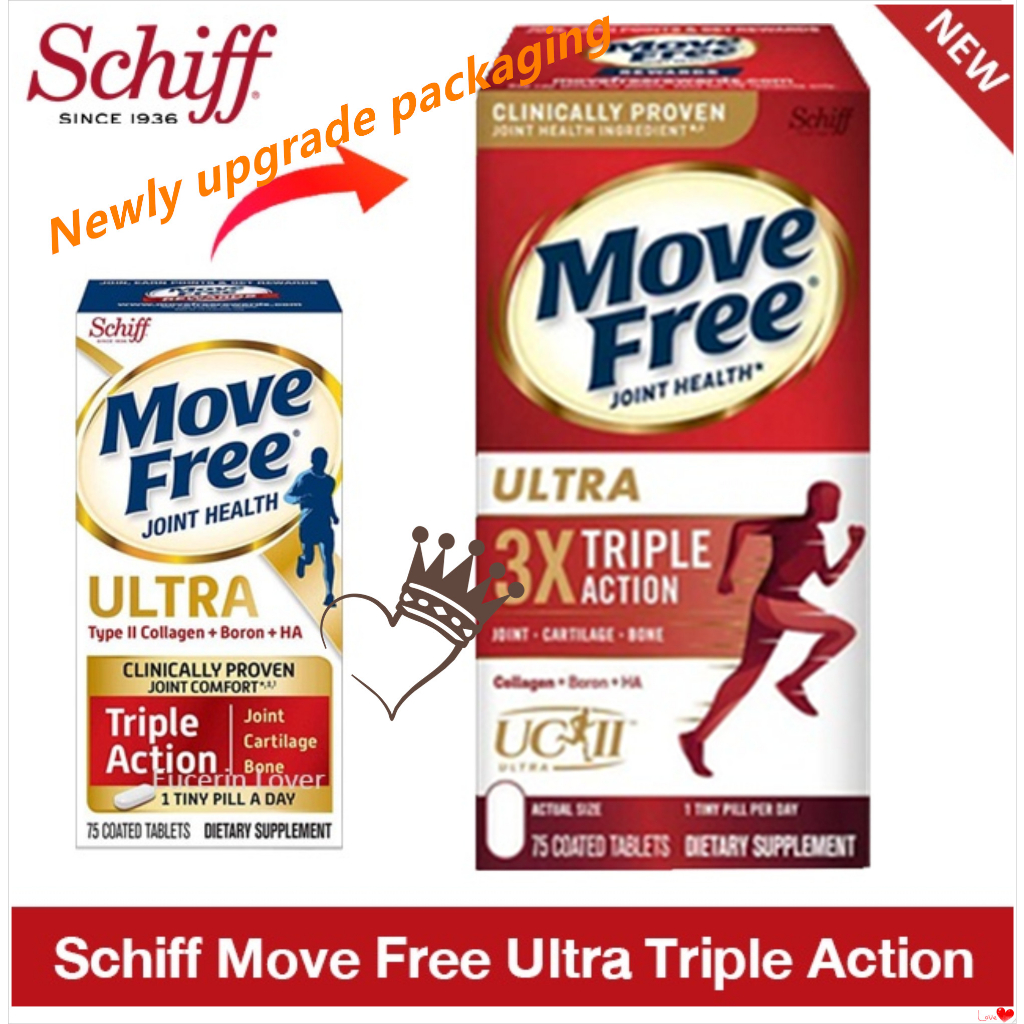Schiff Move Free Ultra Triple Action Joint Supplement, 75 Tablets เสริมสุขภาพข้อกระดูกอ่อนและกระดูก Exp：06/2026