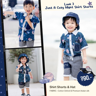 Just A Cozy Night Shirt Shorts &amp; Hat ชุดเซ็ตลูกชายสุดหล่อ พร้อมหมวก