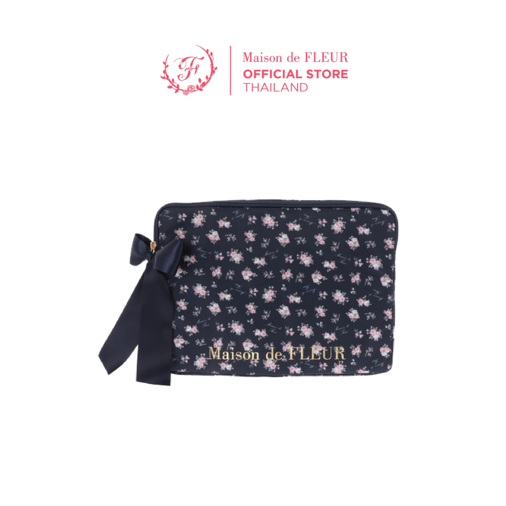 Maison de FLEUR - Flower Print PC Case กระเป๋าใส่โน้ตบุ๊ก ผ้าซาติน พิมพ์ลายดอกไม้ ดีไซน์น่ารัก