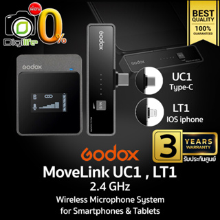 ผ่อน 0%** Godox Microphone MoveLink UC1 &amp; LT1 - 2.4 GHz Wireless Microphone สำหรับ Smartphones &amp; Tablets -ประกันศูนย์3ปี