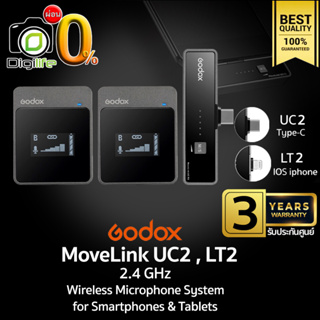 ผ่อน 0%** Godox Microphone MoveLink UC2 &amp; LT2 - 2.4 GHz Wireless Microphone สำหรับ Smartphones &amp; Tablets -ประกันศูนย์3ปี