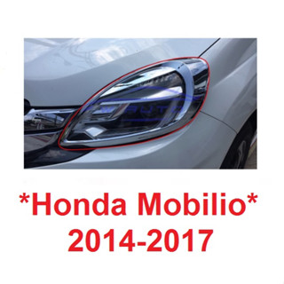 ครอบไฟหน้า Honda Mobilio ฮอนด้า โมบิลิโอ 2014 2015 2016 2017 ชุบโครเมี่ยม ฝาครอบไฟหน้า ฝาครอบไฟ  ครอบไฟ แต่งไฟ