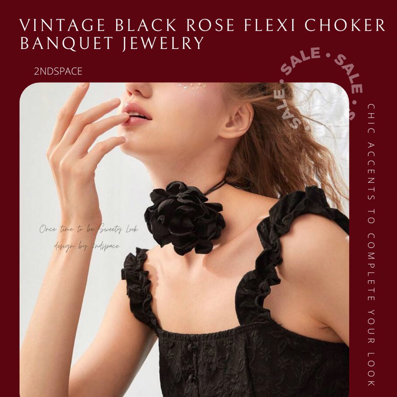 SALE โช้กเกอร์ดอกกุหลาบสุดเซ็กซี่ Party Black Rose Flexi Choker สวยแซ่บ สินค้าพร้อมส่งค่า