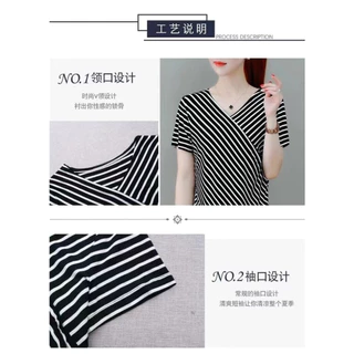 🔥เสื้อยืดเกาหลี👗 คอวี แขนยาว /Stylish women's shirts แขนสั้น ลายทาง ดีไซน์ผ้าไขว้ทับด้านหน้า