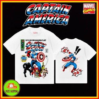 เสื้อMarvel ลาย CaptainAmerica(🇯🇵マーベルカタカナ)สีขาว(MX-174)