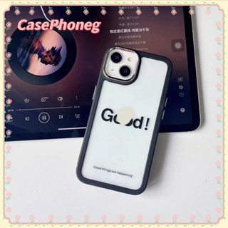 🍑CasePhoneg🍑ป้องกันการหล่น ขอบเต็ม iPhone 11 14 pro max GOOD!ขอบดำ เคสใส เรียบง่าย แฟชั่น ระดับสูง case for iPhone 12 13