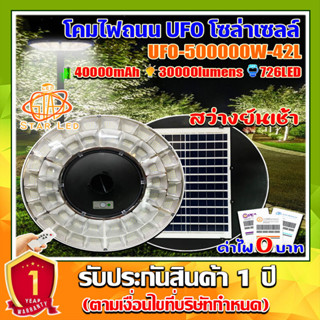 สว่างยันเช้า!! SUPER UFO-500000W-42L-W แสงขาว แบตเตอรี่ 40,000 mAh โคมถนน สินค้าโซล่าเซลล์ โคมไฟพลังงานแสงอาทิตย์100%