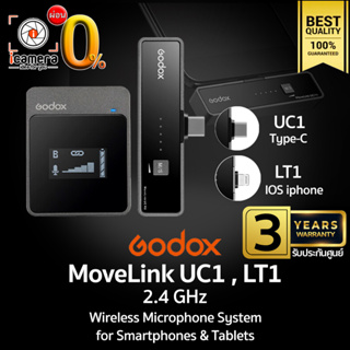 ผ่อน 0%** Godox Microphone MoveLink UC1 &amp; LT1 - 2.4 GHz Wireless Microphone สำหรับ Smartphones &amp; Tablets -ประกันศูนย์3ปี