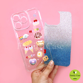 SamsungA02/A14/A23/A34/เคสมือถือนิ่ม TPU ใสกันเลนส์กล้องแผ่นรองกากเพชรไล่สีพิมพ์ลา