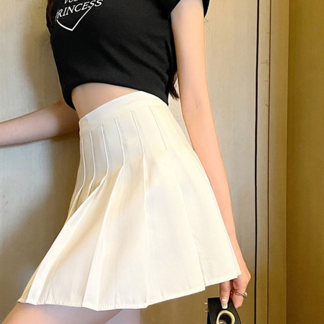 littlebee 800 กระโปรงสั้น กระโปรงเทนนิสเอวสูง skirt สีพื้น มีชับใน กระโปรงจีบรอบ กระโปรงแฟชั่นผู้หญิง