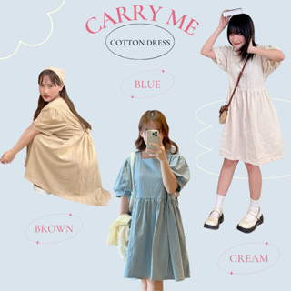 carryme-  💞เดรสผ้าฝ้ายคอเหลี่ยม/เดรสแขนตุ๊กตา มีสายผูก อกได้ถึง42"💞💖ตัวใหญ่/สั้น แถมผ้าโพกฟรี❗️ไม่รวมกั๊กนะคะ💗