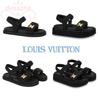 แบรนด์ใหม่ 100% ของแท้ LOUIS VUITTON / LV RAPHIA รองเท้าแตะ Velcro