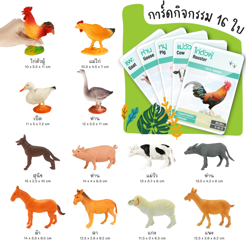 (ตัวใหญ่) โมเดลสัตว์ สัตว์ในฟาร์ม สัตว์ป่า สัตว์ทะเล ไดโนเสาร์ พร้อมการ์ดกิจกรรม CN