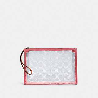 กระเป่าเครื่องสำอางค์ใส  Coach BEACH CLUTCH IN SIGNATURE CLEAR CANVAS