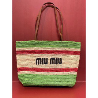 MIU MIU TOTE BAG กระเป๋าสาน ปักlogo งานสวย ปราณีต เปะสุด ใบใหญ่ จุได้เยอะ มิวมิว