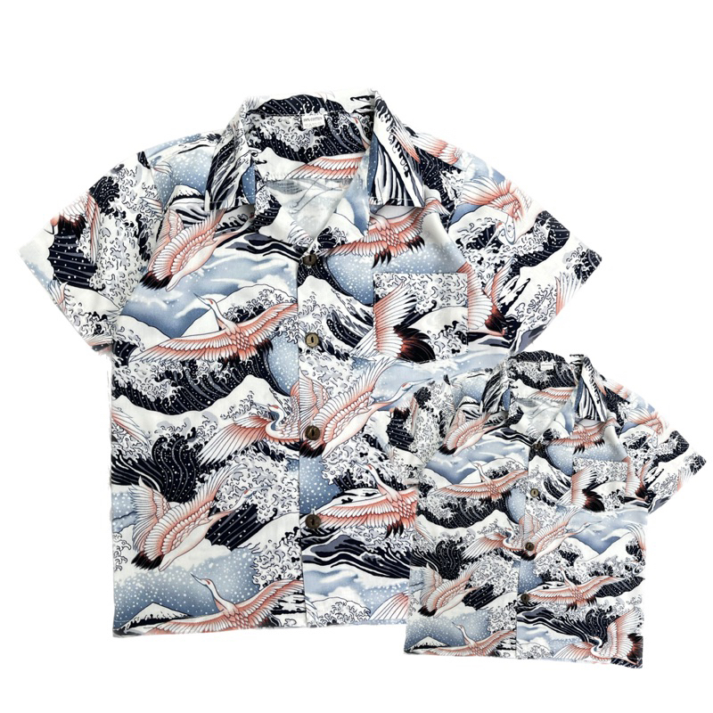 เสื้อฮาวาย เสื้อครอบครัวลายนกคลื่น