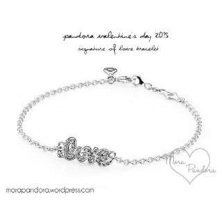 ⭐️(พร้อมส่ง)สร้อยข้อมือlove Pandora Signature of Love Bracelet ของเเท้100%