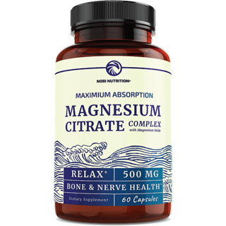 Nobi Nutrition Magnesium Citrate Complex 500 MG High Absorption Formula Calm, Relaxation 60 Capsules(sku.2336)