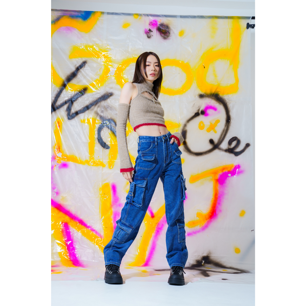 Niyom Jeans Collection Be You Self : รุ่น B248-2 กางเกงผู้หญิง ทรงกระบอกคาโก้