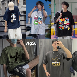 MUZA1 เสื้อยืดผู้ชาย อก42+ เสื้อแฟชั่นเกาหลีลำลอง ผ้านิ่มทรงหลวมไม่รัดตัว มี6สี โอเวอร์ไซส์ พร้อมส่ง