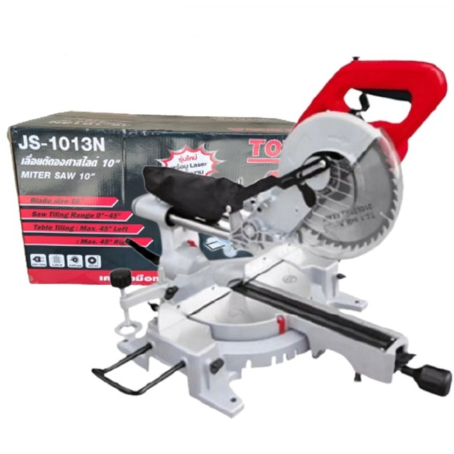 💥แท้ ส่งด่วน💥TOWA เลื่อยองศาสไลด์ รุ่น JS-1013N มีเลเซอร์แท่นตัดองศา 10 นิ้ว สไลด์ได้ เลื่อยองศา เลื่อยสไลด์
