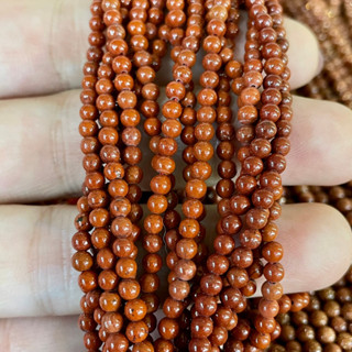 เรดแจสเปอร์ (Red Jasper) 3 mm ทรงกลม เส้นยาว