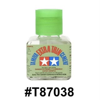 TAMIYA 87038 EXTRA-THIN CEMENT (40ml) กาวสำหรับการทำโมเดลพลาสติก ฝาเขียว
