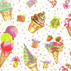 Pladao Napkin ภาพไอศกรีม Icecream Soft Serve กระดาษ แนพกิ้น สำหรับงานศิลปะ เดคูพาจ decoupage ขนาด L 33x33