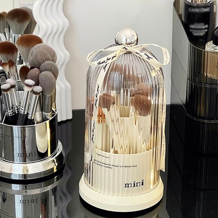 Crystal makeup brush box กล่องเก็บแปรงแต่งหน้า กล่องใส่แปรงรูปทรงฝาครอบใส สไตล์มินิมอล ราคาถูก สินค้าพร้อมส่งในไทย