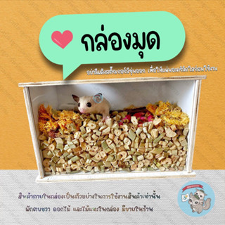 V ( กล่องมุดชูการ์ ) กล่องมุด ของเล่น ไม้แทะ ไม้แอปเปิ้ล ไผ่หวาน ผักตบ ผักตบชวา ชูการ์ กระรอก แฮมสเตอร์ ดอร์เมาส์ แฟตเทล